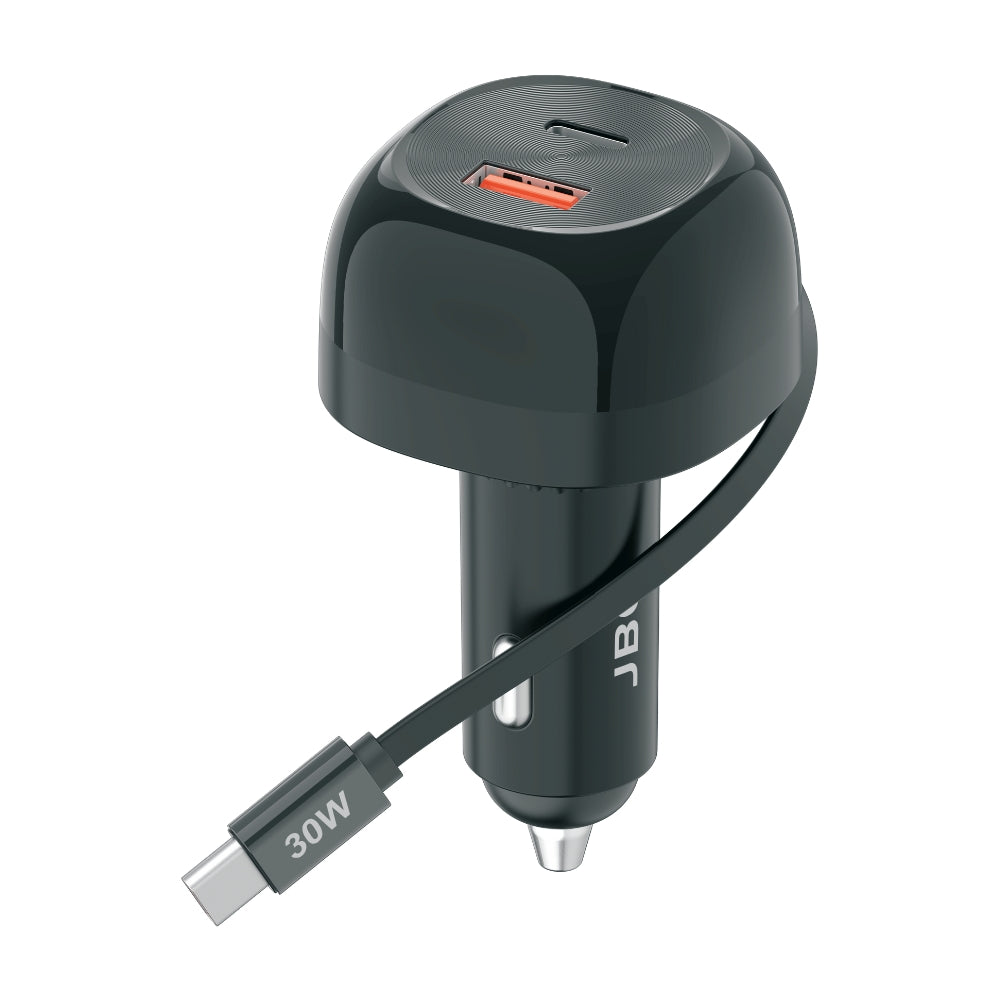 JBQ Superfast Car Charger With PD & USB-A Ports And Inbuilt 30W Output Cable - afterpay
