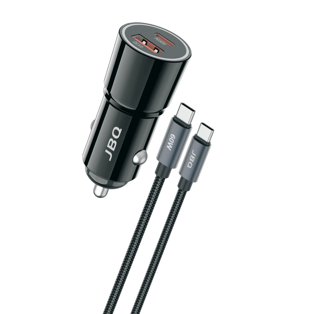 JBQ PD 30W & QC 3.0 USB A Car Charger With 60W C-C Cable - afterpay