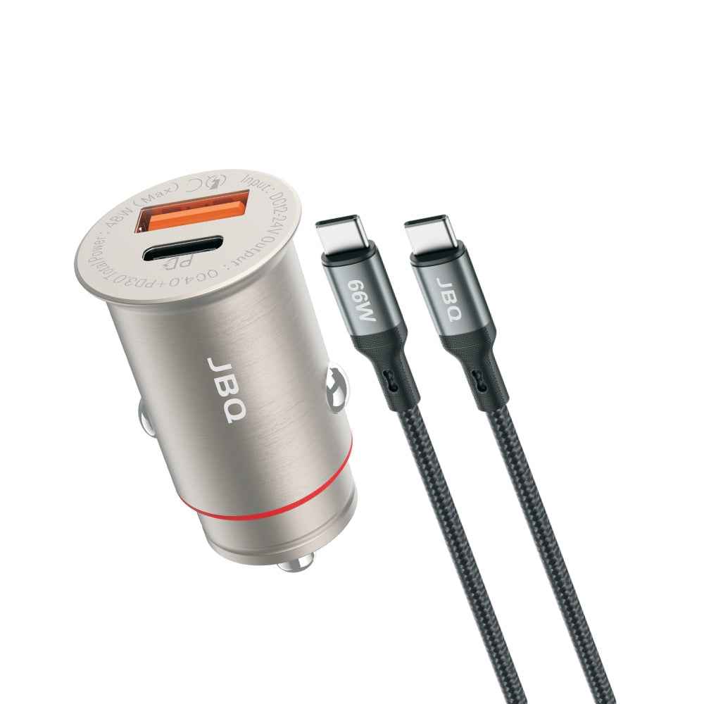 JBQ 45W Superfast Car Charger With USB A & PD Ports& 66W C-C Cable