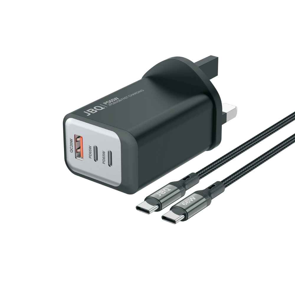 JBQ Super Fast 65W Dual PD & USB-A With 66W C-C Cable