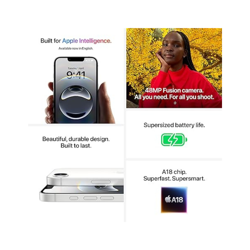 Apple iPhone 16e - 128 to 512GB | Black | White.