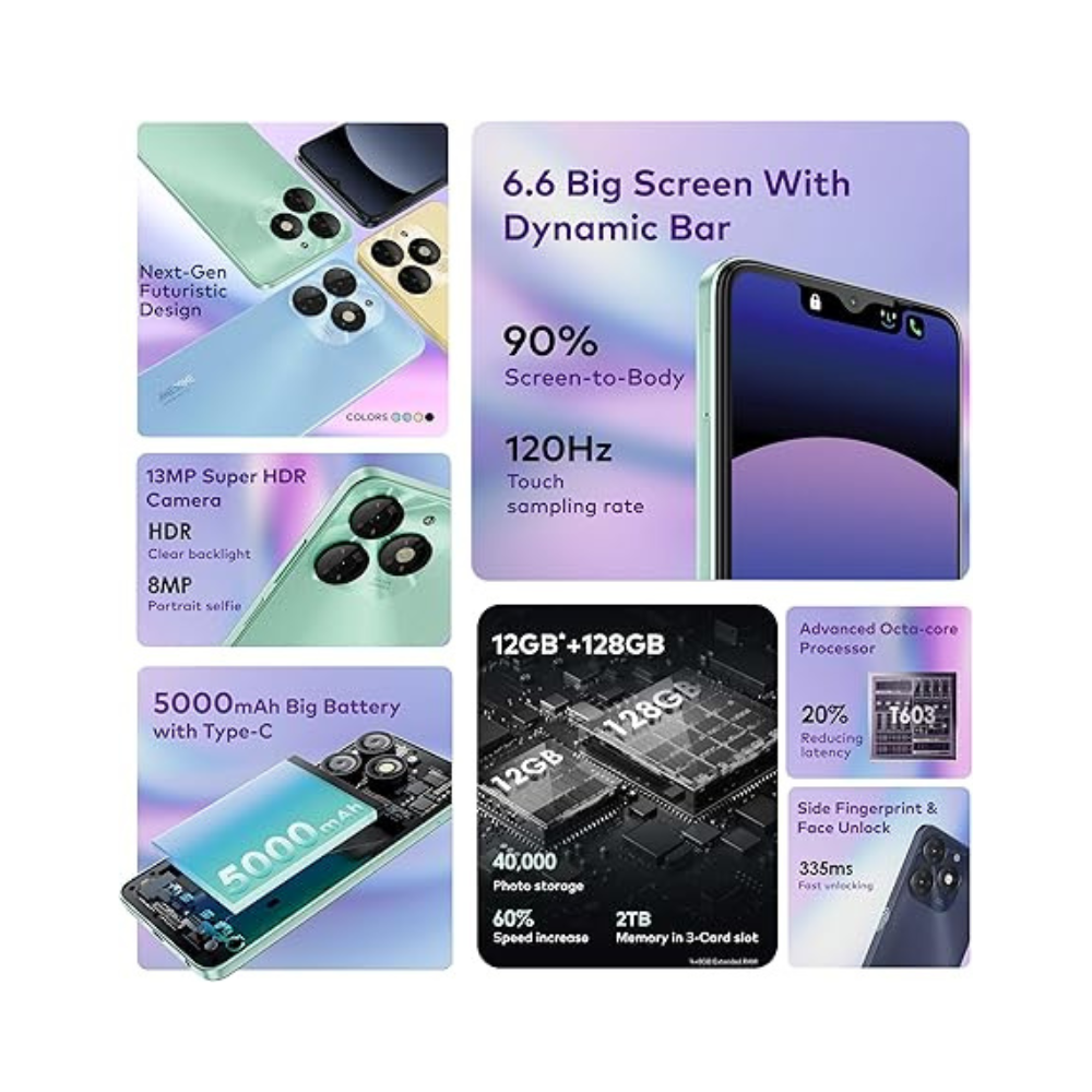 itel A70 - 4/256GB Black | Blue | Gold | Green.