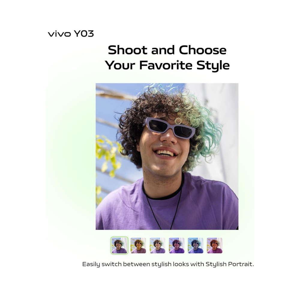 vivo Y03 - 4/128GB Green & Black Colors.